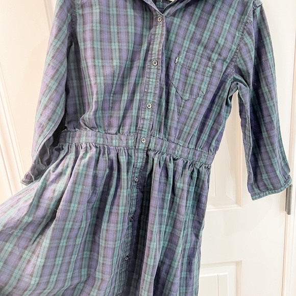 Levi’s Classic Blue Green Plaid Shirt Dress Size Large - Picture 4 of 11